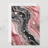 Invitation Mariage Paillettes de Marbre Agate Argent Rose (Dos)