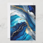 Invitation Mariage Paillettes de Marbre Agate Or Bleu (Dos)