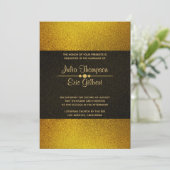 Invitation Mariage Paillettes D'or Plus Clair Et Plus Foncé (Debout devant)