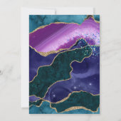 Invitation Mariage Paillettes Or Turquoise Violet Agate (Dos)