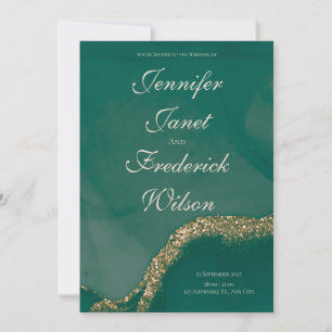 Invitation Mariage Paillettes Vert Encre Alcoolique