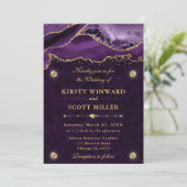 Invitation Mariage Paillettes Violet et Or Agate (Debout devant)