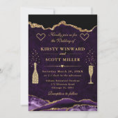 Invitation Mariage Paillettes Violet et Or Agate (Devant)