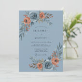 Invitation Mariage Painter de Rose Bleue Terne (Debout devant)