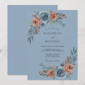 Invitation Mariage Painter de Rose Bleue Terne (Devant / Derrière)