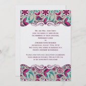 Invitation Mariage Paisley Turquoise rose chaud (Devant / Derrière)