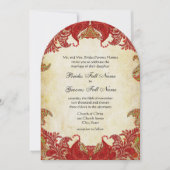 Invitation Mariage Paisley Vintage rouge et or (Devant)