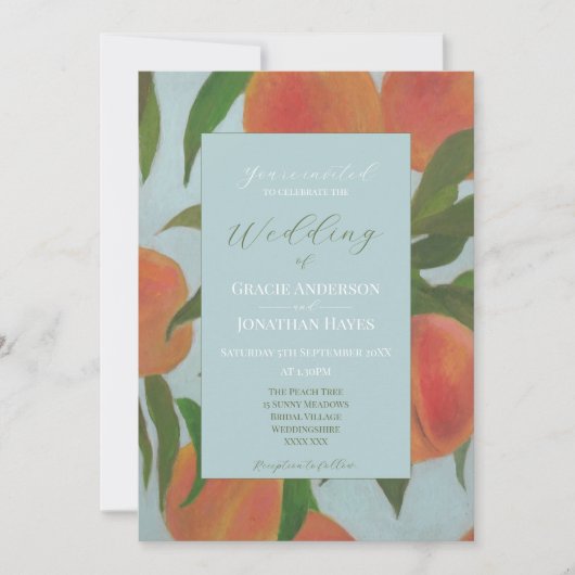 Invitation Mariage Pale Blue & Peaches  (Devant)