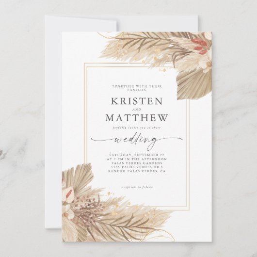 Invitation Mariage Palm Boho séché (Devant)