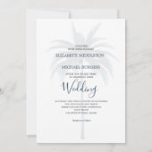 Invitation Mariage Palm Elégant Moderne Bleu Bleu Bleu Formal (Dos)