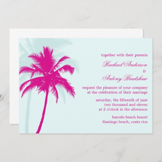 Invitation Mariage Palm Trees (Devant / Derrière)