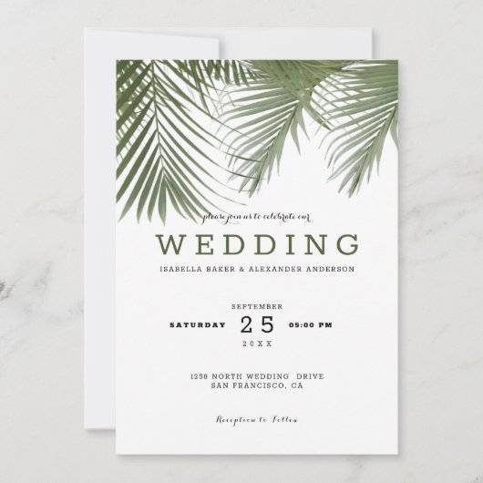 Invitation Mariage Palm Trees (Devant)