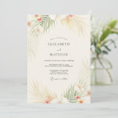 Invitation Mariage Palmier Eucalyptus Corail Tropical (Debout devant)