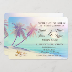 Invitation Mariage Palms Beach Seashells