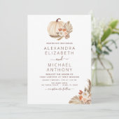Invitation Mariage Pampas Grass Blanc Citrouille Terracotta (Debout devant)