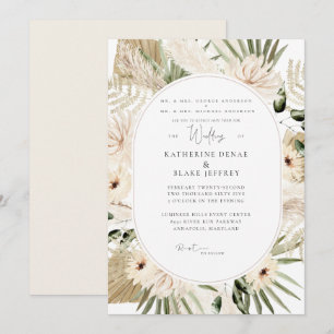Invitation Mariage Pampas Simplement Élégant des Deux Parents