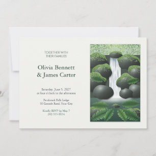 Invitation Mariage Panneau Peint Cascade et Fougères