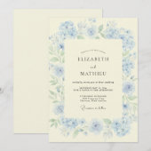 Invitation Mariage Paon Azur Clair (Devant / Derrière)