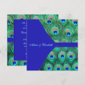 Invitation Mariage Paon Bleu Royal (Devant / Derrière)