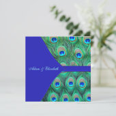 Invitation Mariage Paon Bleu Royal (Debout devant)