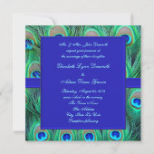 Invitation Mariage Paon Bleu Royal (Dos)