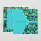 Invitation Mariage Paon Bleu Turquoise (Devant / Derrière)