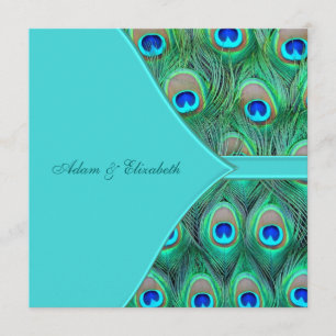 Invitation Mariage Paon Bleu Turquoise