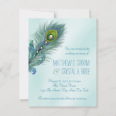 Invitation Mariage Paon Bleu Turquoise (Dos)