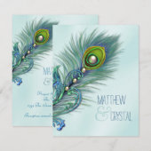 Invitation Mariage Paon Bleu Turquoise (Devant / Derrière)