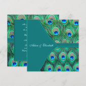 Invitation Mariage Paon Bleu Turquoise (Devant / Derrière)