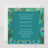 Invitation Mariage Paon Bleu Turquoise (Dos)