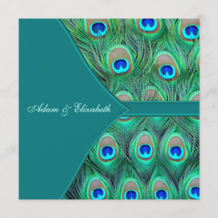 Invitation Mariage Paon Bleu Turquoise