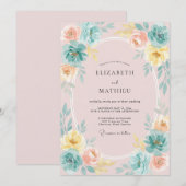 Invitation Mariage Paon Blush Lemon (Devant / Derrière)