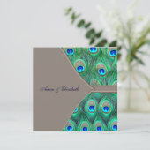 Invitation Mariage Paon Brun et Bleu (Debout devant)