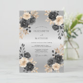 Invitation Mariage Paon de Charbon d'Argent (Debout devant)