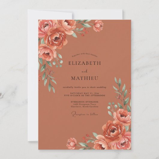 Invitation Mariage Paon de Rust (Devant)