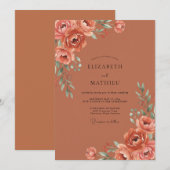 Invitation Mariage Paon de Rust (Devant / Derrière)