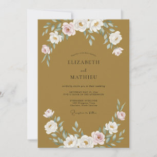 Invitation Mariage Paon d'Ivoire Doré