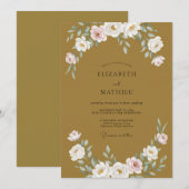 Invitation Mariage Paon d'Ivoire Doré (Devant / Derrière)