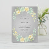 Invitation Mariage Paon Jaune Gris (Debout devant)
