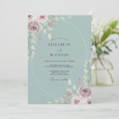 Invitation Mariage Paon Mauve Céleste (Debout devant)