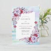 Invitation Mariage Paon Rouge Prune (Debout devant)