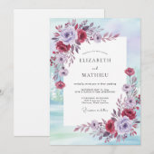 Invitation Mariage Paon Rouge Prune (Devant / Derrière)