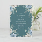 Invitation Mariage Paon Slate (Debout devant)