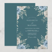 Invitation Mariage Paon Slate (Devant / Derrière)