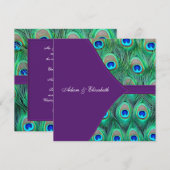 Invitation Mariage Paon Violet Prune (Devant / Derrière)