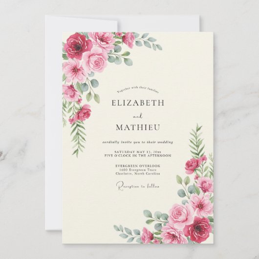 Invitation Mariage Paoné Magenta (Devant)