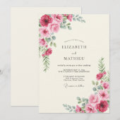 Invitation Mariage Paoné Magenta (Devant / Derrière)