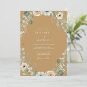 Invitation Mariage Paonée au Tan Doré (Debout devant)