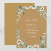 Invitation Mariage Paonée au Tan Doré (Devant / Derrière)